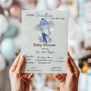 Winter Elephant Baby Shower Einladung