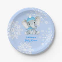 Winter Elephant Blue Plate Baby Dusche, Geburtstag