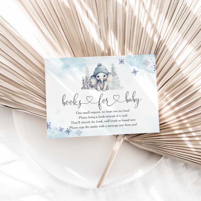 Winter Elephant Boy Babydusche Bücher für Baby Begleitkarte (Von Creator hochgeladen)