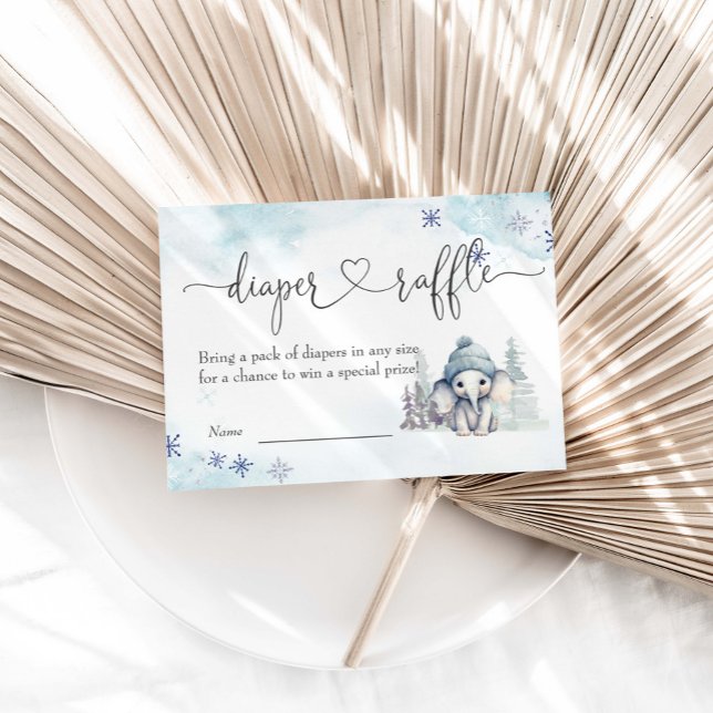 Winter Elephant Boy Babydusche Windelwanne Raffel Begleitkarte (Von Creator hochgeladen)