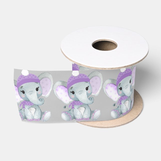 Winter Elephant lila Girl Satin Ribbon Stuol Bow Satinband (Spule)
