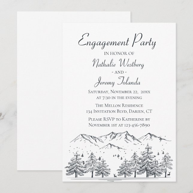 Winter Engagement Party Mountain Country Hochzeit Einladung (Vorne/Hinten)