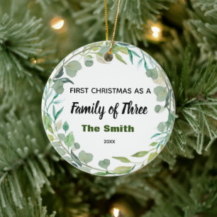 Winter Erste Weihnachten als Familie der drei Keramik Ornament