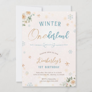 Winter Erster Geburtstag Wunderland Themen1. Party Einladung