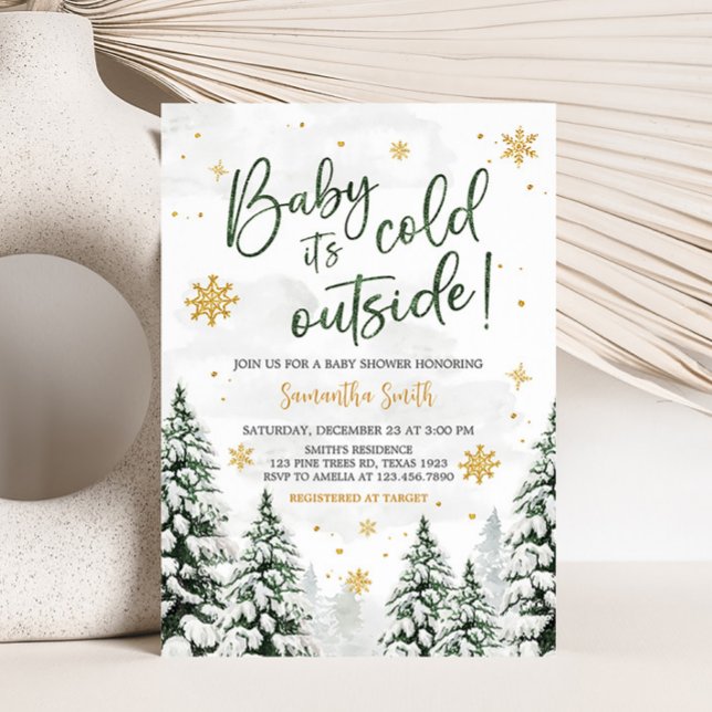 Winter Es ist kalt draußen Babydusche Einladung (Gender Neutral Snowflake Baby Shower Invitation)