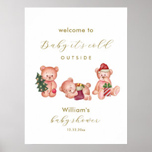 Winter, es ist kalt draußen, Bär-Baby-Party-Willko Poster