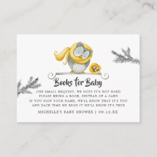 Winter-Eulen-Weihnachts-Baby-Shower-Buch-Anfrage Begleitkarte