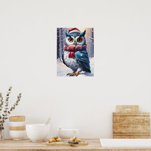 Winter-Eulen-Weihnachtswünsche Poster