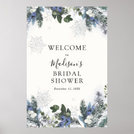 Winter Evergreen Blue Brautparty Willkommenszeiche Poster