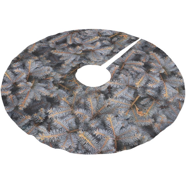 Winter Evergreen Blue Spruce Pine Tree Polyester Weihnachtsbaumdecke (Schrägansicht)