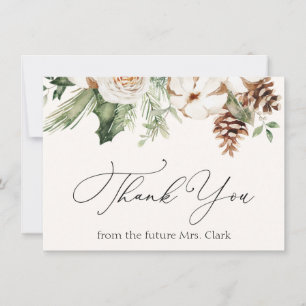Winter Evergreen Greenery Danke Note Card Mitteilungskarte
