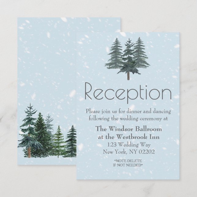 Winter Evergreen Pine Tree Empfang Card Einladung (Vorne/Hinten)