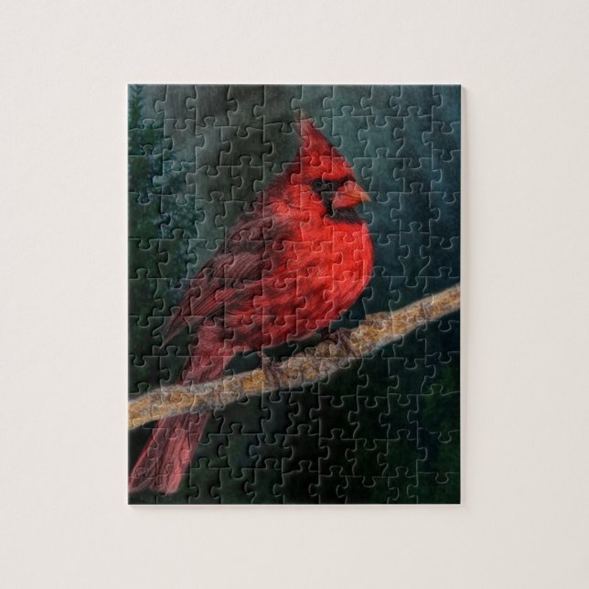 Winter Evergreen Primitive Christmas Red Kardinal (Vertikal)