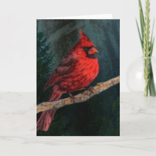 Winter Evergreen Primitive Christmas Red Kardinal Feiertagskarte