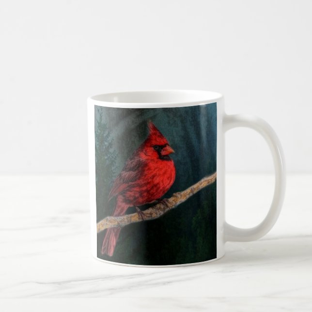 Winter Evergreen Primitive Christmas Red Kardinal Kaffeetasse (Rechts)