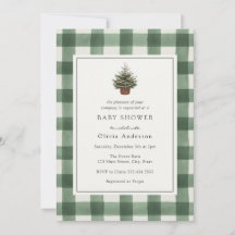 Winter Evergreen Tree Green Kariert Baby Shower