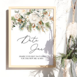 Winter Evergreen und Floral Date Jar Bridal Game Poster