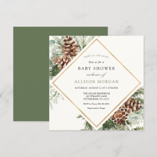 Winter Evergreen und Pine Baby Dusche Einladung