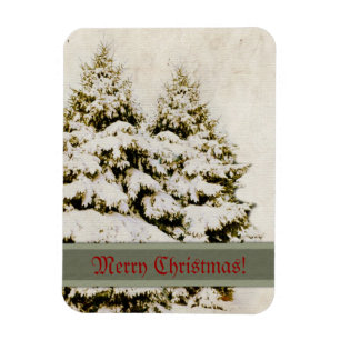 Winter Evergreens Vintag Magnet