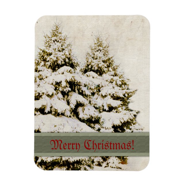 Winter Evergreens Vintag Magnet (Vertikal)