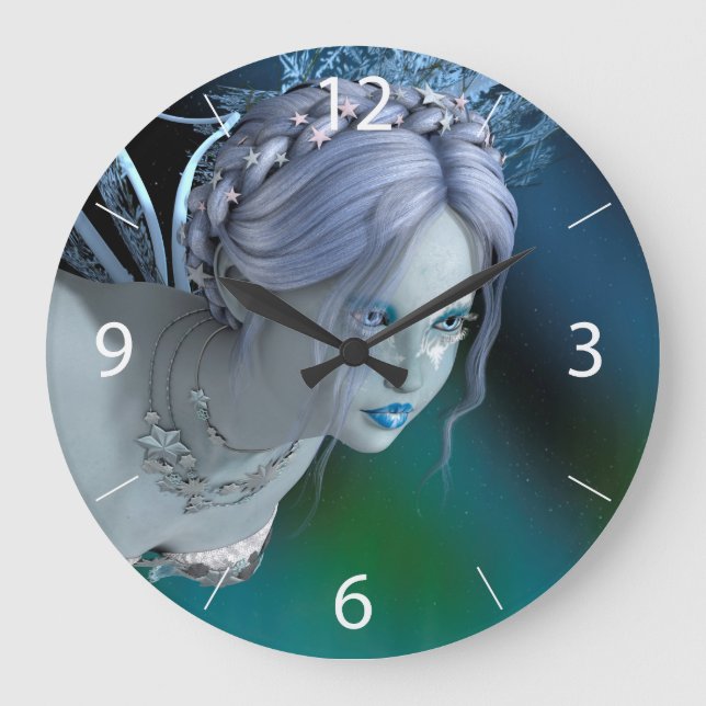 Winter Fairy Große Wanduhr (Vorderseite)