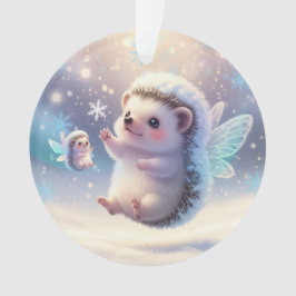 Winter Fairy Hedgehogs  – Cute Snowflake  Ornament