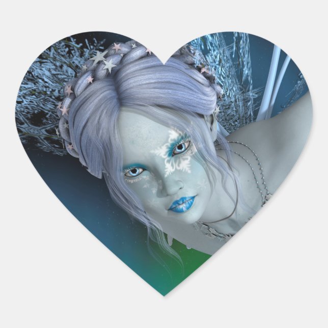 Winter Fairy Herz-Aufkleber (Vorderseite)