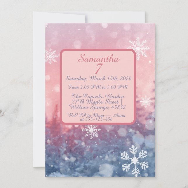 Winter Fairy Tale Invitation, Romantic Snowflake  Einladung (Vorderseite)