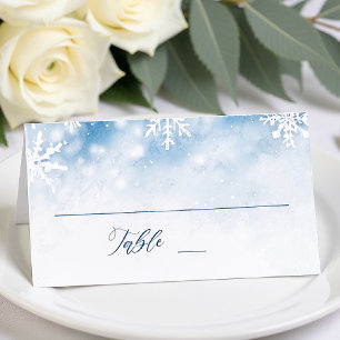 Winter Fallend Snow Forest Hochzeit Platzkarte