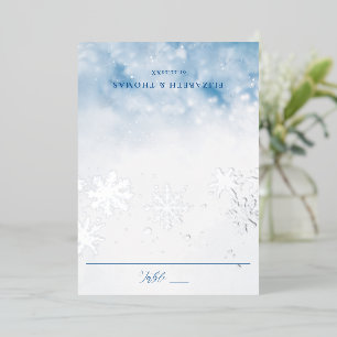 Winter Fallende Schneedecke Hochzeitstisch Platzka Folieneinladung