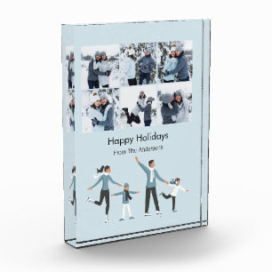 Winter Familienspass Weihnachtsfeiertag Fotoblock