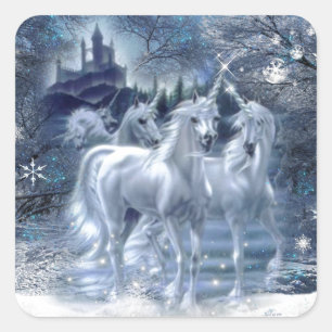 Winter-Fantasie Quadratischer Aufkleber