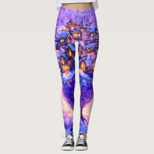 Winter Fantasie Schneedorflandschaft Leggings
