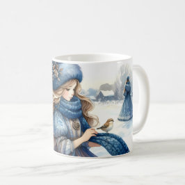 Winter Fantasy Prinzessin in einem schneebedeckten Kaffeetasse