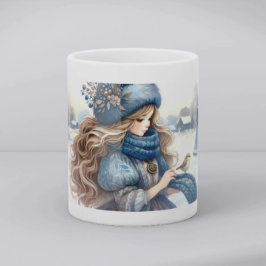 Winter Fantasy Prinzessin in einem schneebedeckten Kaffeetasse