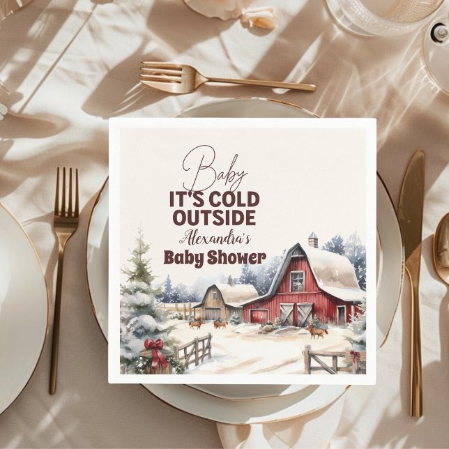 Winter Farm Animals Weihnachtsdusche Serviette (Von Creator hochgeladen)