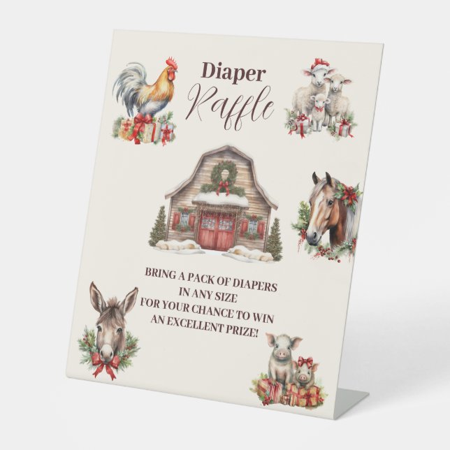 Winter Farm Animes Weihnachts Diapper Raffle Sockelschild (Vorderseite)