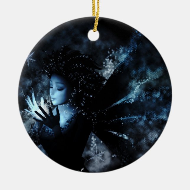 Winter-Fee-Verzierung Keramik Ornament (Vorne)