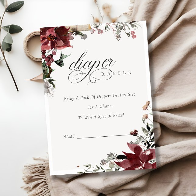 Winter-festliche Foliage-Windeln Raffle Babydusche Begleitkarte (Von Creator hochgeladen)