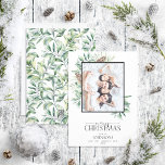 Winter Fir Cone Succulent Frohe Weihnachtsfest Fot Feiertagskarte<br><div class="desc">Mit unserem Winter Fir Cone Succulent Frohe Weihnachts-Foto-Urlaubskarte! Diese schöne Karte zeigt Ihr Lieblings-Foto, mit Frohe Weihnachten in einem beliebten handgeschriebenen Kalligraphie-und Serif-Schriftart Duo. Es ist mit handgemalten Aquarellkronen und üppiger Vegetation geschmückt. Die Karte kann mit Ihren Namen und dem Jahr personalisiert werden, was sie besonders persönlich macht. Die Rückseite...</div>