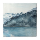 Winter Fjords Fliese<br><div class="desc">Winter Fjords II von Jennifer Paxton Parker. Die Aquarellfjords in einem ruhigen,  blauen Rahmen.</div>