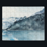 Winter Fjords Puzzle<br><div class="desc">Winter Fjords II von Jennifer Paxton Parker. Die Aquarellfjords in einem ruhigen, blauen Rahmen.</div>