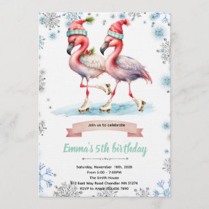 Winter-Flamingo-Eislauf-Einladung Einladung