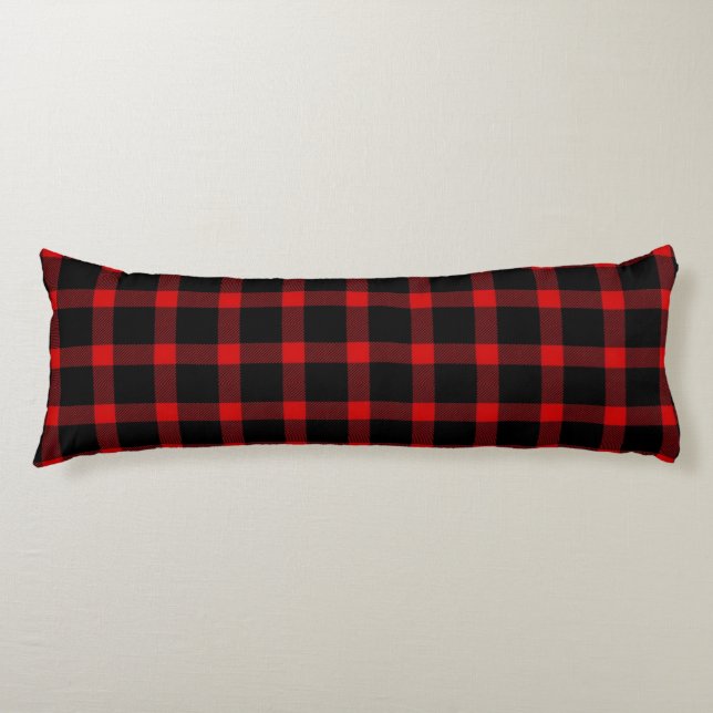 Winter Flanellrot und schwarz Seitenschläferkissen (Vorderseite)