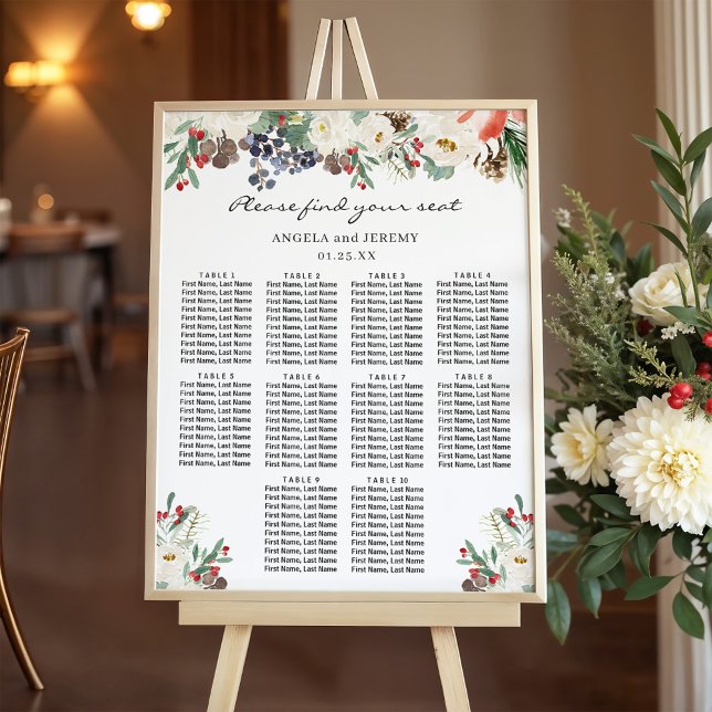 Winter Floral 10 Tische Hochzeitskarte Poster (Von Creator hochgeladen)