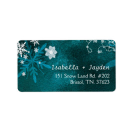 Winter Floral Aquamarin Hochzeit Rücksendeadresse Adressaufkleber