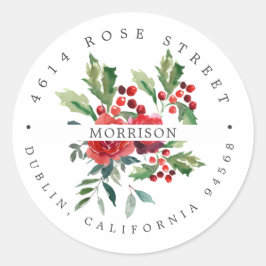 Winter floral | Boho Botanische Rücksendeadresse Runder Aufkleber