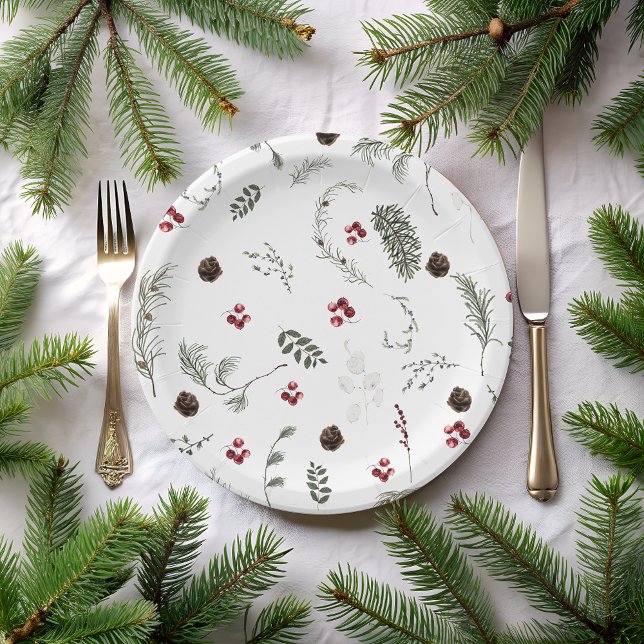 Winter Floral Brautparty Pappteller (Von Creator hochgeladen)