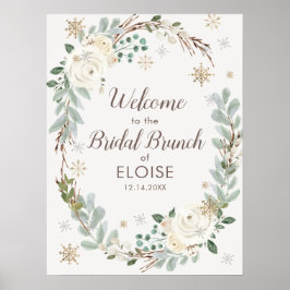 Winter Floral Bridal Brunch Begrüßungszeichen Poster