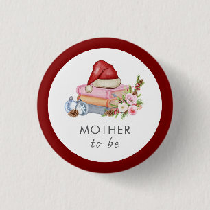Winter Floral Bücher Mutter-To-Be-Baby-Party  Button